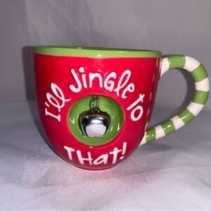 Hallmark “I’ll Jingle to that!” Festive Red Green Ceramic 16 oz. Mug Bell